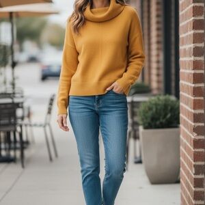 Chic Mustard Cowl Neck Sweater